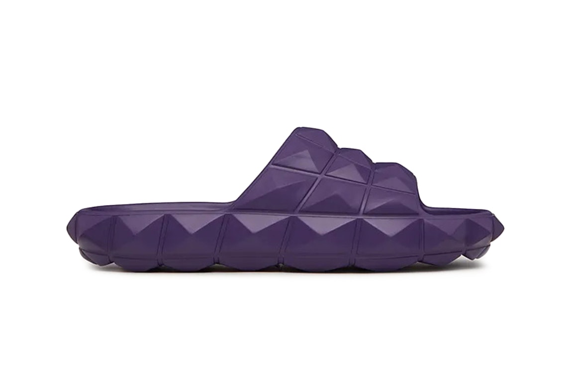 Pre-owned Valentino Garavani Valentino Roman Stud Turtle Slide Sandal Purple