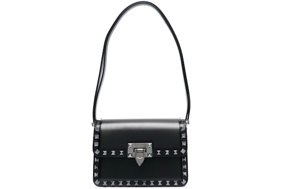 Valentino Small Rockstud Leather Shoulder Shoulder Bag Black