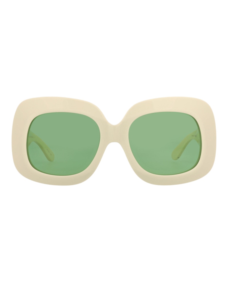 Women's Valentino SquareFrame Acetate Sunglasses in Ivory Ivory Green (Vls/180B/59)