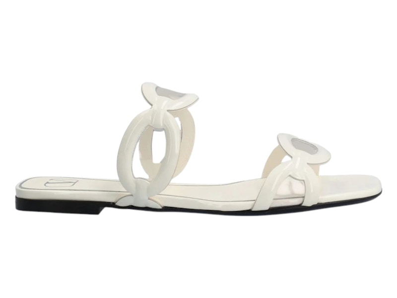 Pre-owned Valentino Garavani Square Toe Slipon Slides (women's) Sneakers In Ivory