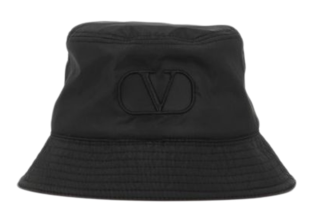Pre-owned Valentino Garavani Valentino V Logo Bucket Hat Black
