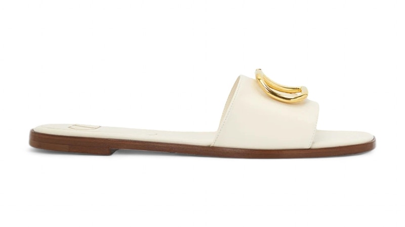 Valentino V Logo Signature Slippers Ivory (Women's