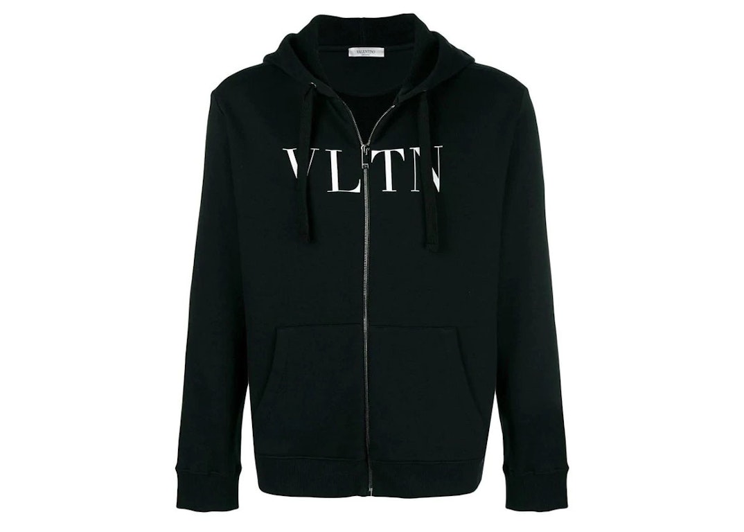 Pre-owned Valentino Vltn Cotton Hoodie Black