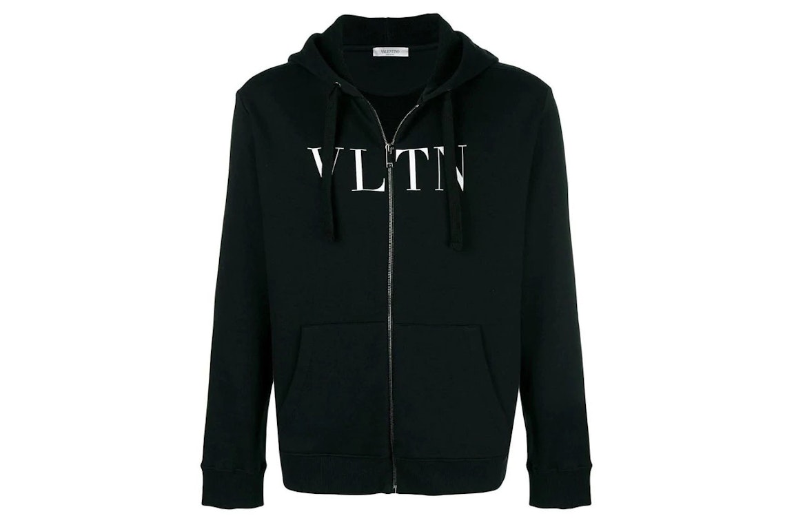 Pre-owned Valentino Vltn Cotton Hoodie Black