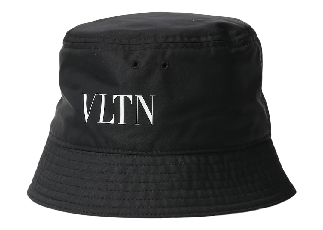 Pre-owned Valentino Garavani Valentino Vltn Logo Nylon Bucket Hat Black/white
