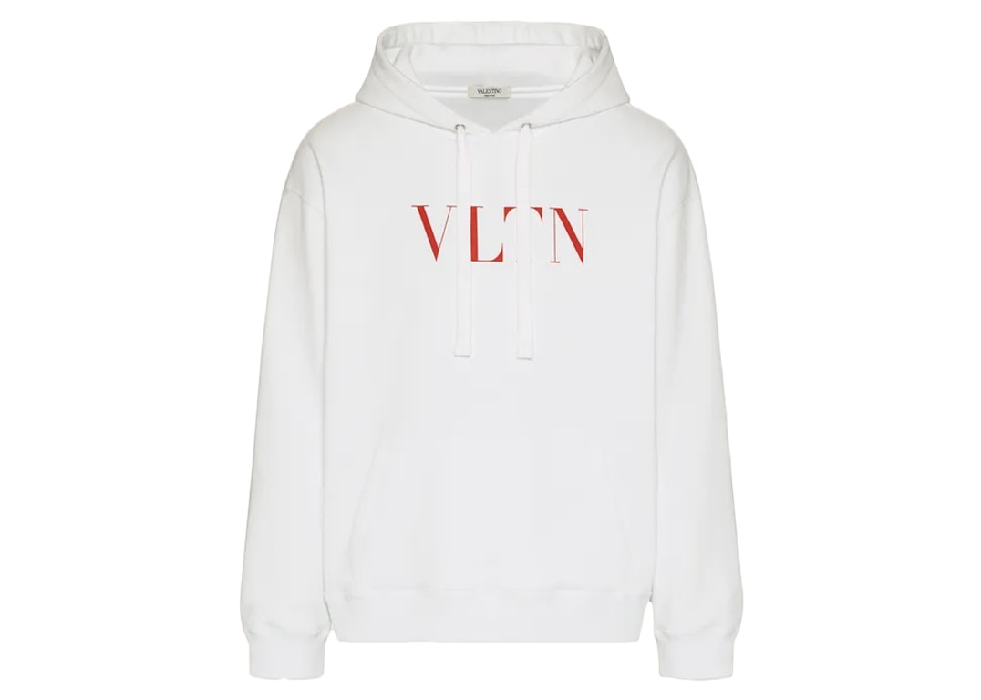 Pre-owned Valentino Vltn Print Hoodie White/red