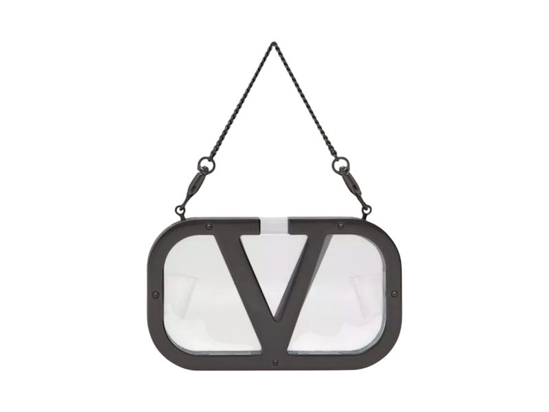 Pre-owned Valentino Garavani Women's Valentino V'logo Signature Minaudiere Clutch In Black