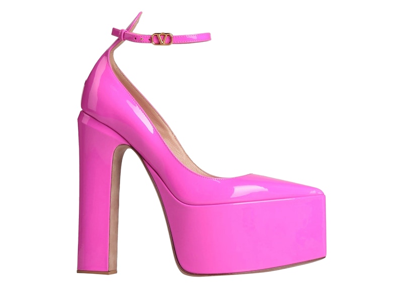 Pre-owned Valentino Garavani Vlogo Tango 135mm Patent Platform Pump (women's) Sneakers In Pink
