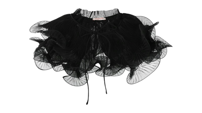 Valentino Chiffon-Rüschenhalsband für Damen, Schwarz