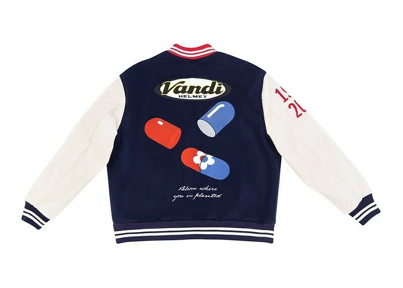 Vandy The Pink Akira Blue Pill Varsity Jacket Navy Blue