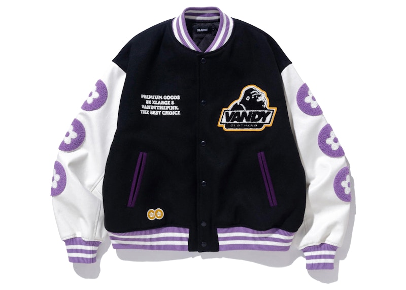 Vandy The Pink x XLARGE Varsity Jacket Black Purple