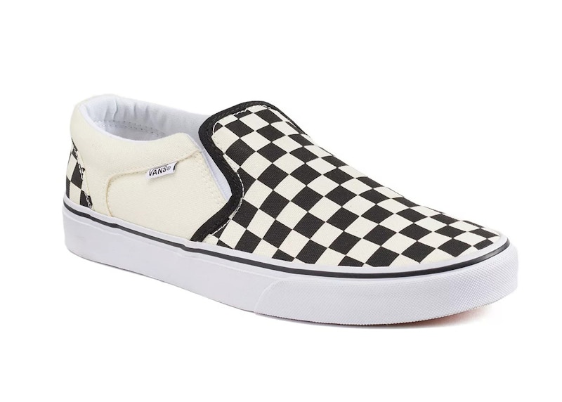 Vans white and outlet black checkered slip on