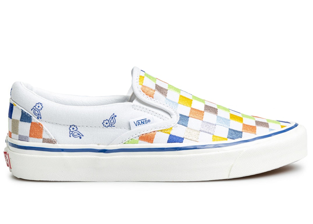 Pre-owned Vans Classic Slip-on 98 Dx Anaheim Factory Heritage Embroidery White In White/multi-color