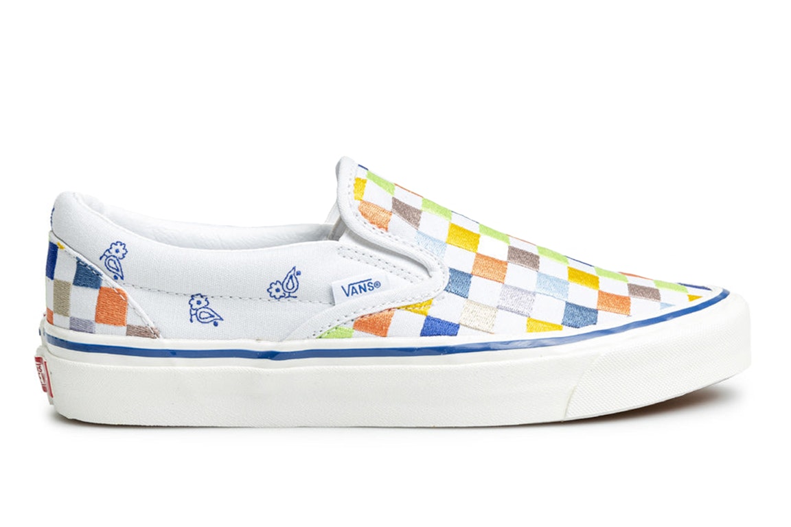 Pre-owned Vans Classic Slip-on 98 Dx Anaheim Factory Heritage Embroidery White In White/multi-color