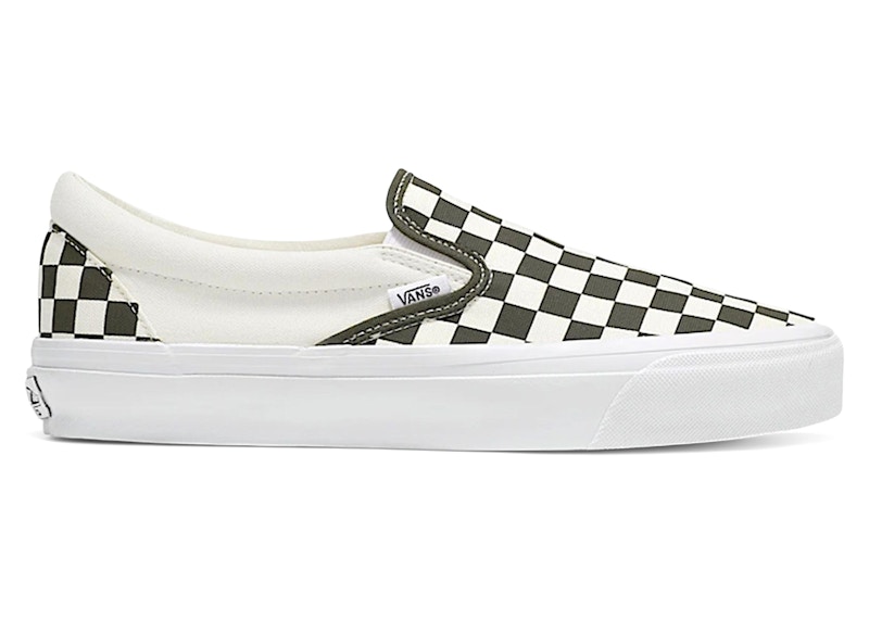 Pre-owned Vans Men's  Classic Slipon 98 Lx Checkerboard Sneakers In Grape Leaf Green