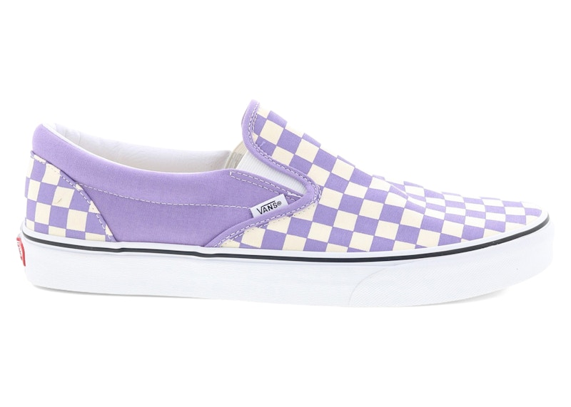 Pre-owned Vans Men's  Classic Slipon Checkerboard Sneakers In Chalk Violet/true White In Multi