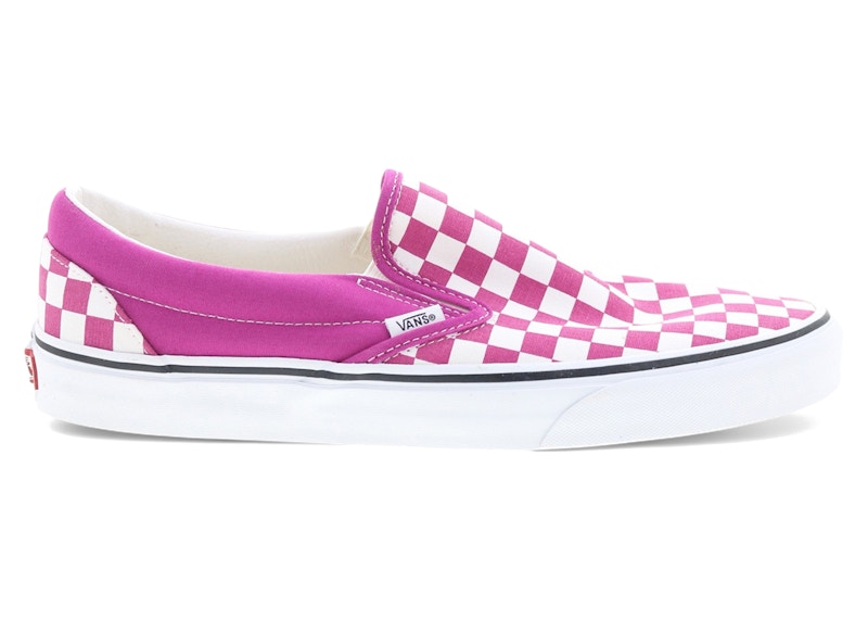 Pre-owned Vans Men's  Classic Slipon Checkerboard Sneakers In Fuchsia Red/true White