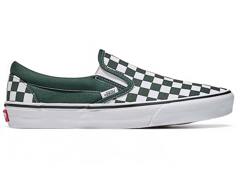 Vans Classic Slip-On Checkerboard Scarab Green White Men's