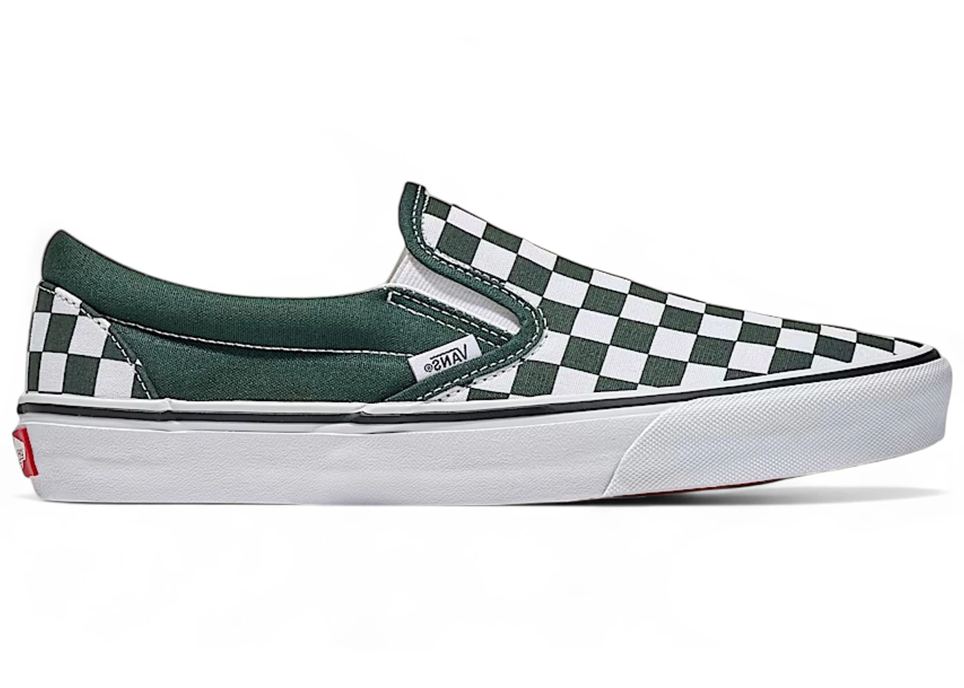 Vans Classic Slip-On Checkerboard Scarab Green White Men's