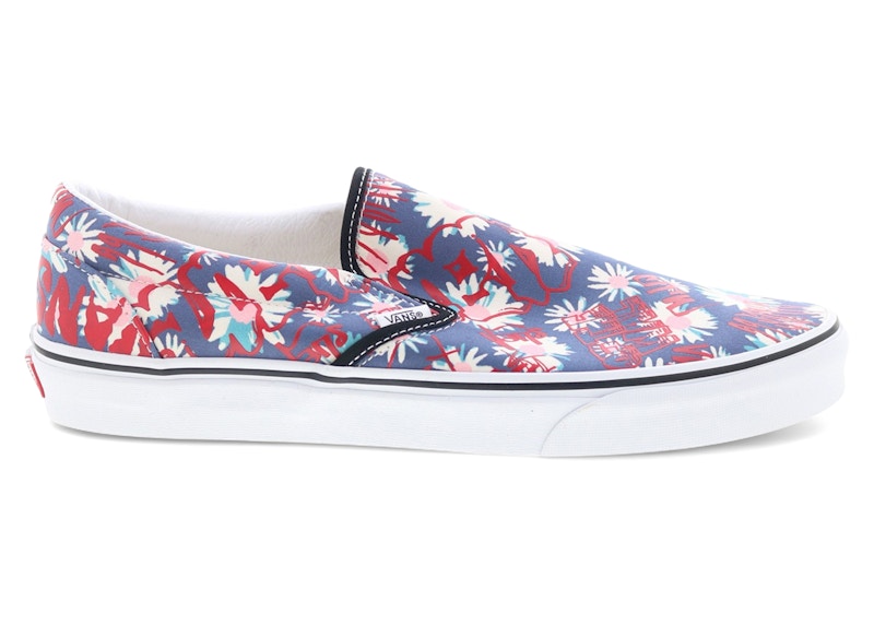 Pre-owned Vans Men's  Classic Slipon Floral Sneakers In Red