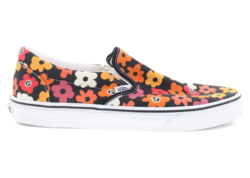 Pre-owned Vans Men's  Classic Slipon Flower Print Sneakers In Black