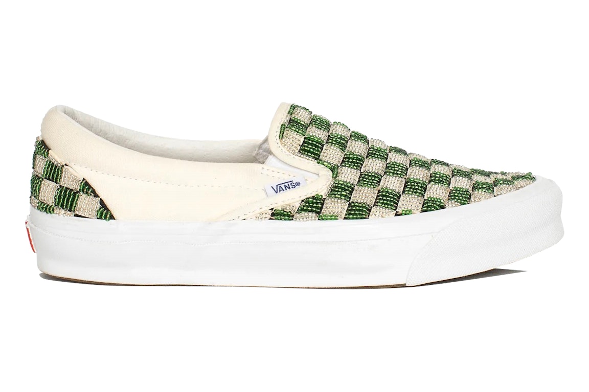 Pre-owned Vans Classic Slip-on Lx One Block Down Grass In Green/black/white