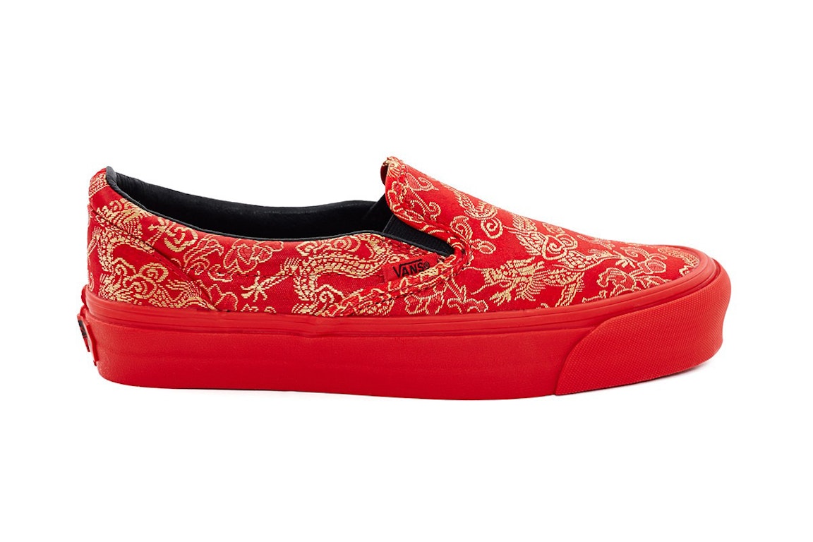 Pre-owned Vans Classic Slip-on Opening Ceremony Qi Pao Red In Red/gold