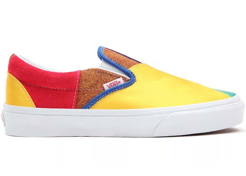 Red blue and yellow vans 2024 slip ons