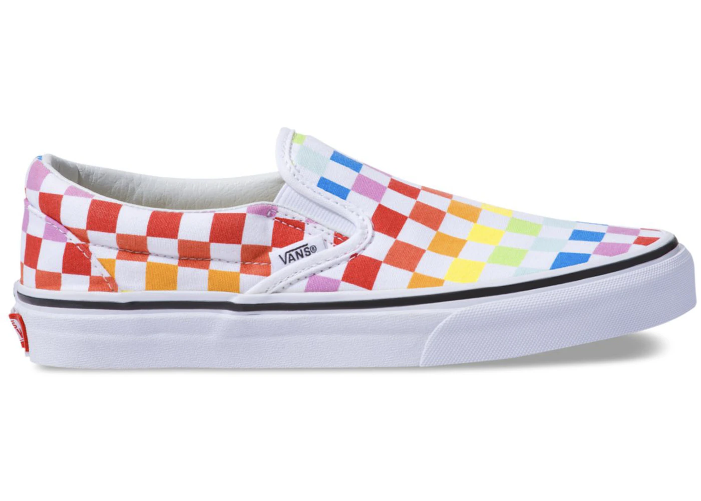 Multicolor checkerboard slip on vans Clearance