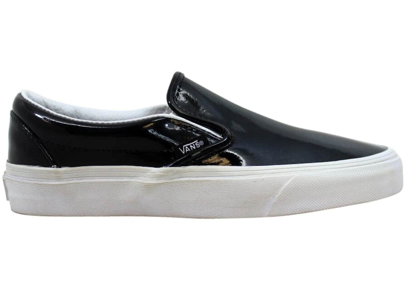 Vans black patent leather slip on Clearance