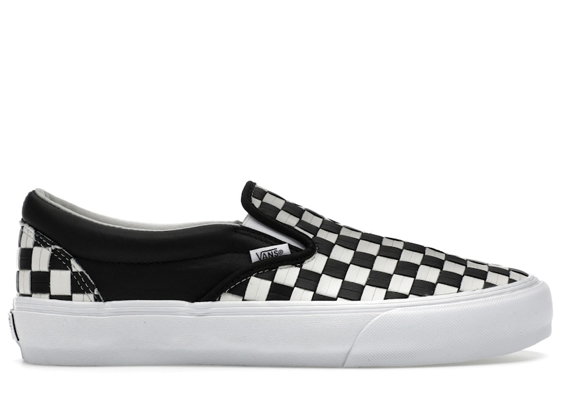 Pre-owned Vans Men's Classic Slipon Vlt Lx Woven Checkboard Sneakers In Black/white In Multi