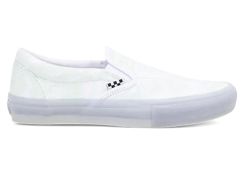 Pre-owned Vans Men's  Classic Slipon Zumiez In The Dark Checkerboard Sneakers In Glow/white