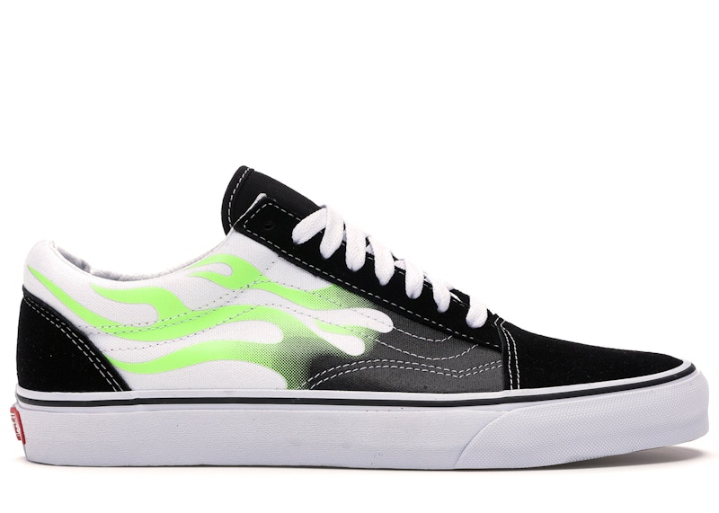 Vans black clearance and white flames