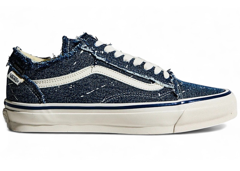 Men's Vans Old Skool LX INVINCIBLE Off the Rhyme Frayed Sneakers in Denim/White