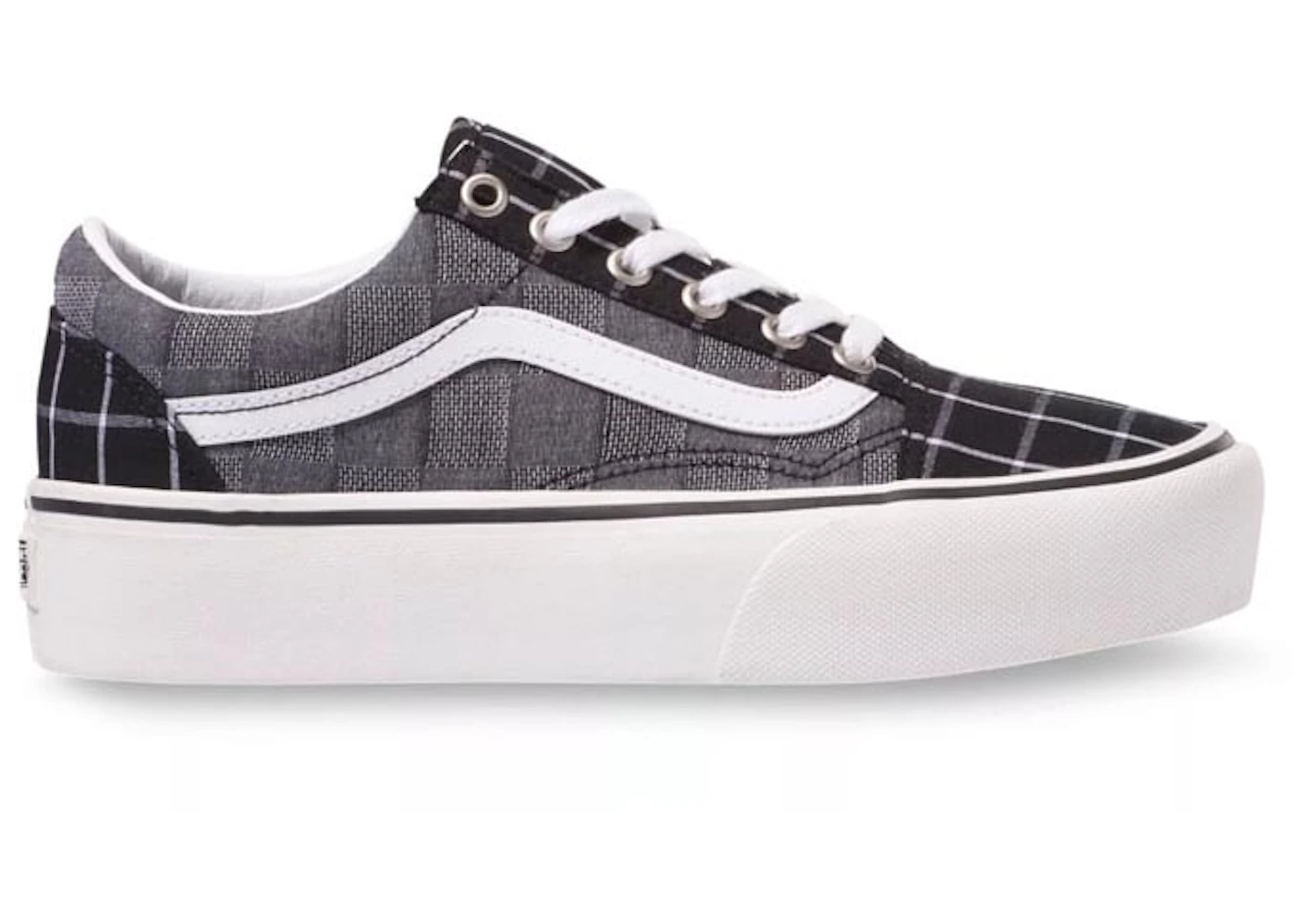 Vans old skool platform woven check sneakers in multi Clearance