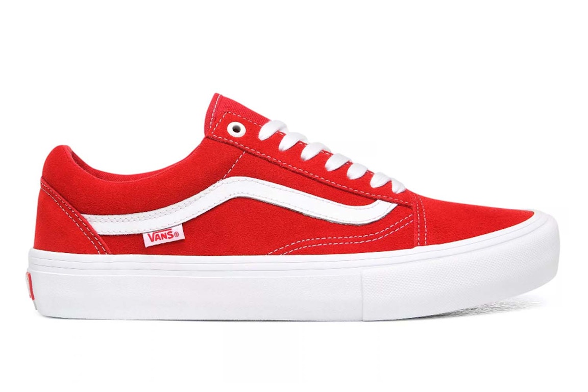 Pre-owned Vans Old Skool Pro Suede Suede Red White In Red/white