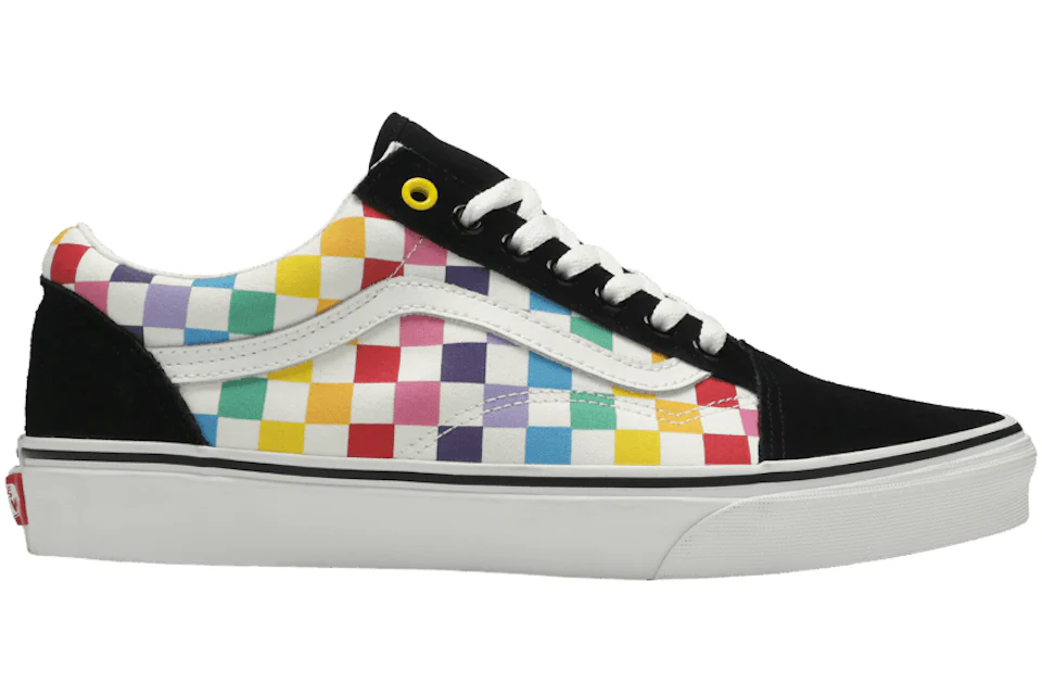 Rainbow checkerboard vans shoes Clearance