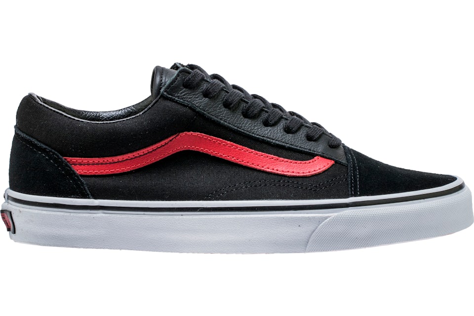 Vans old skool black with red stripe best sale
