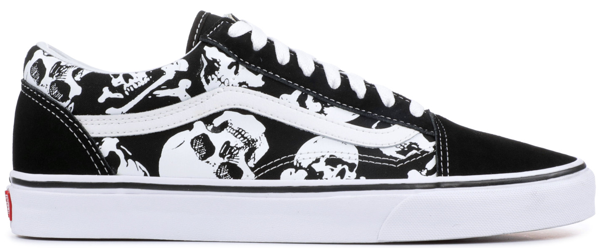 vans old skool skulls black & white skate shoes