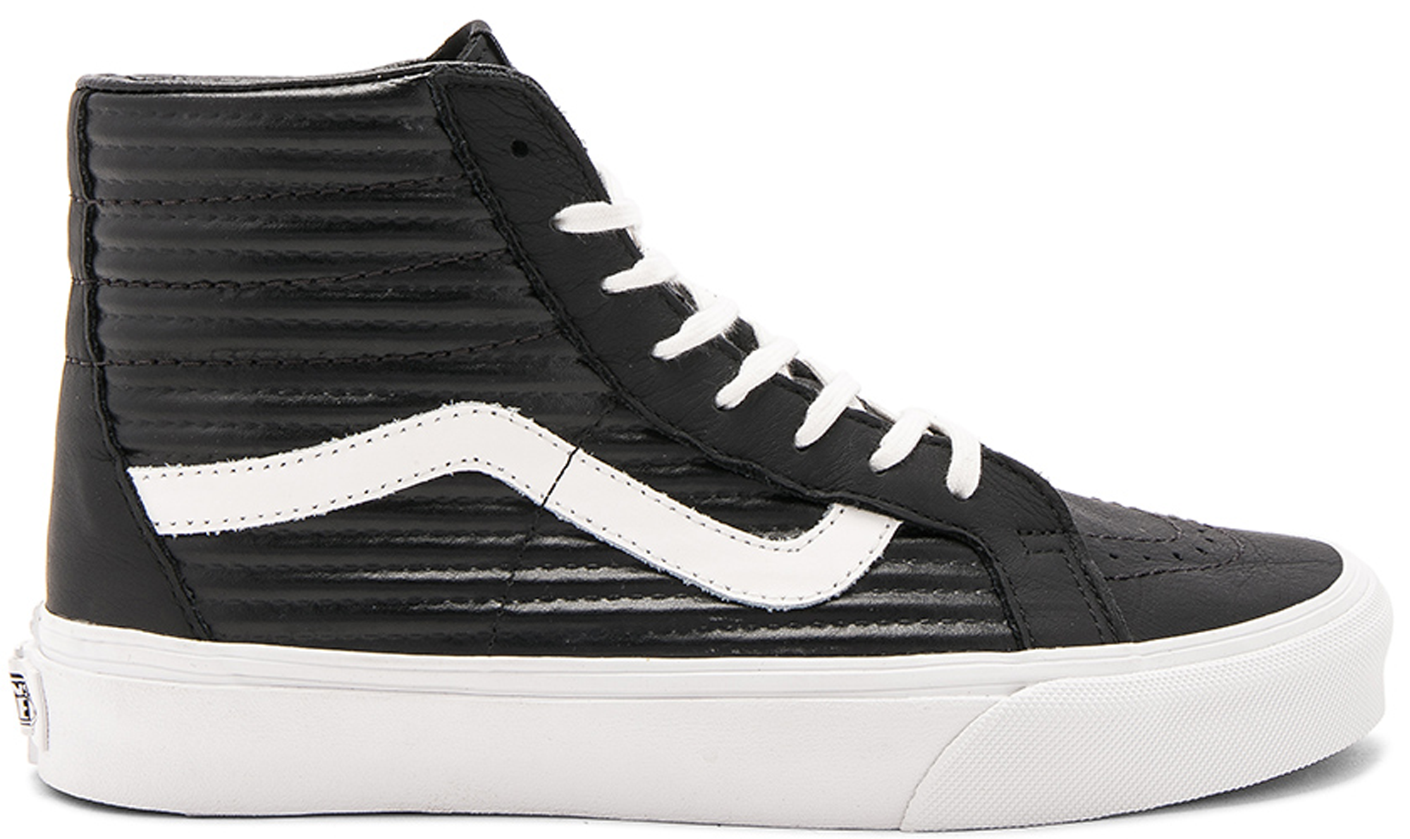 black and white vans leather