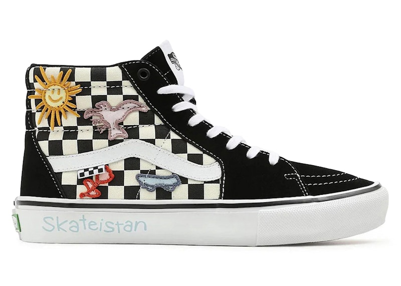 Pre-owned Vans Men's Sk8hi Skateistan Checkerboard Sneakers In Black/white