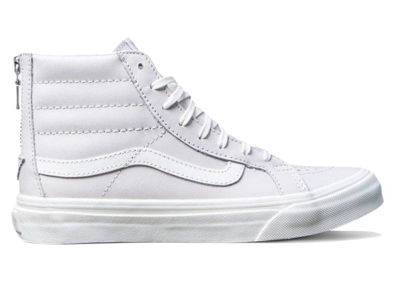 Pre-owned Vans Sk8hi Slim Zip Leather (women's) Sneakers In White/wind/blanc De Blanc