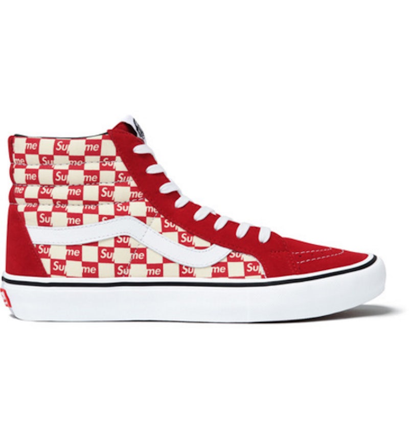 Vans Sk8 Hi Supreme Red Checker Logo Men s Sneakers US