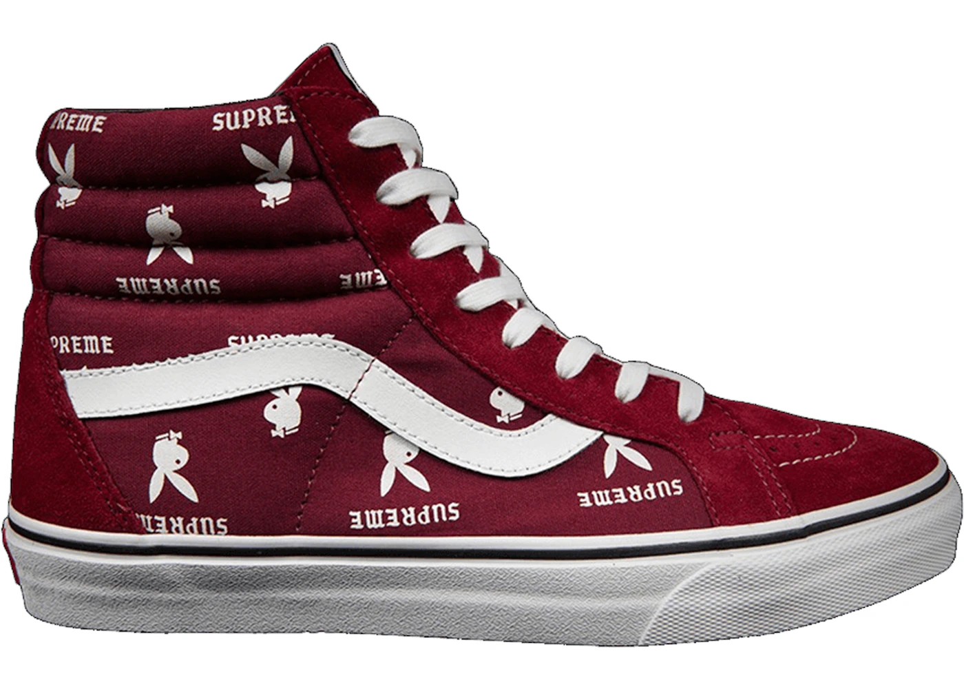 Vans Sk8 Hi Supreme x Playboy Burgundy Men s VN 0TVMD7P US