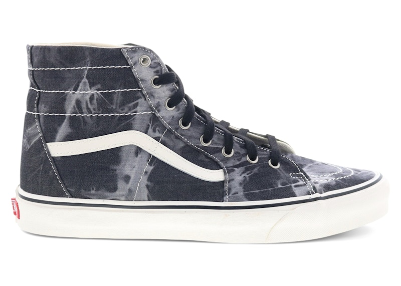 Pre-owned Vans Men's  Sk8hi Tapered Denim Destroy Sneakers In Black/marshmallow