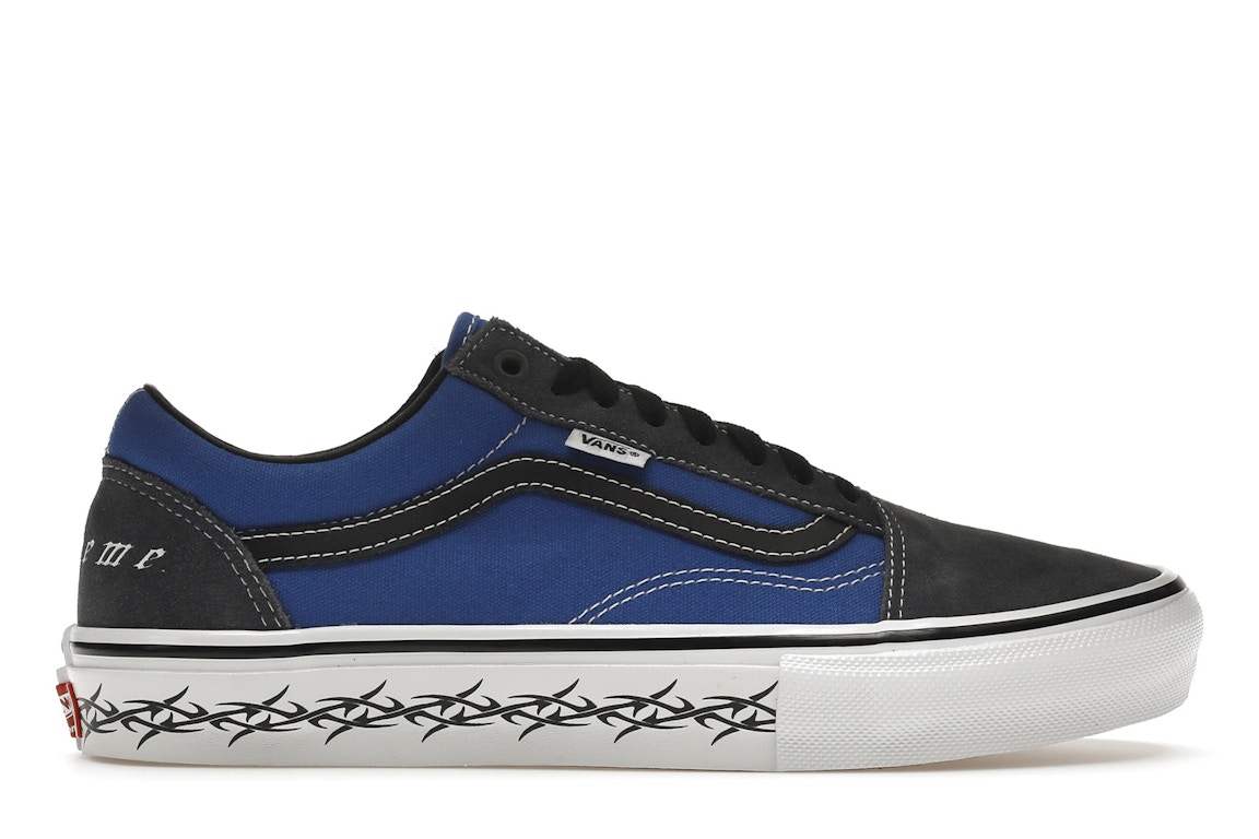 Click to view more detailed imagery on our partner's website Pre-owned Vans Skate Old Skool Supreme Tribal Barbed Wire Royal In Royal/dark Grey/black