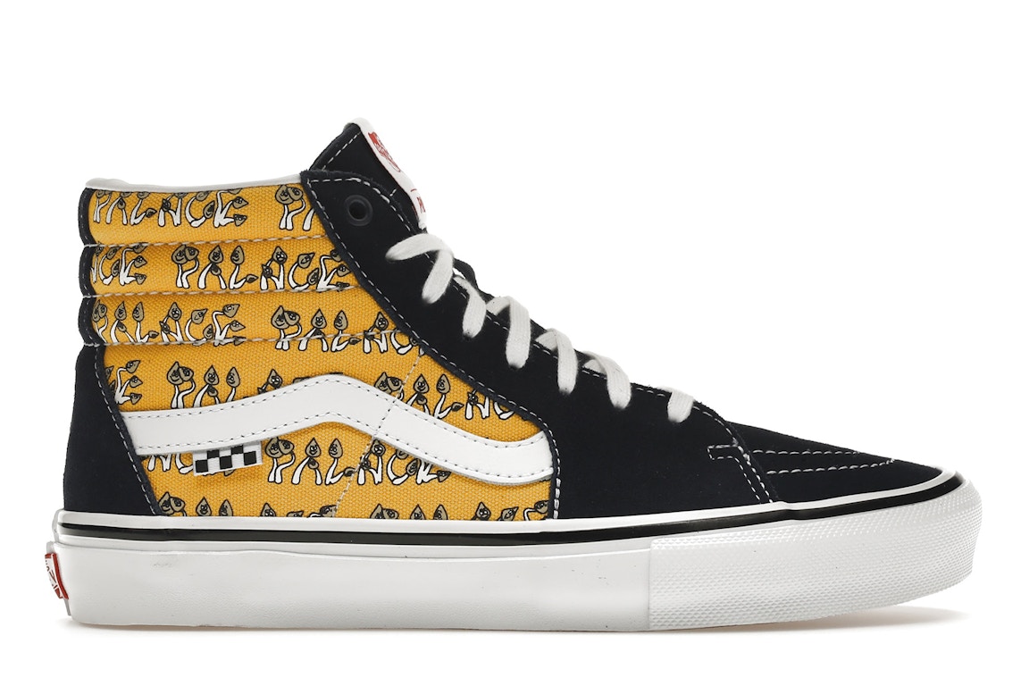 Click to view more detailed imagery on our partner's website Pre-owned Vans Skate Sk8-hi Palace Shroom Pack Yellow In Navy/yellow/white