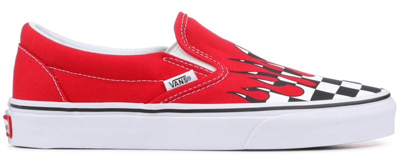 vans slip on checkerboard red