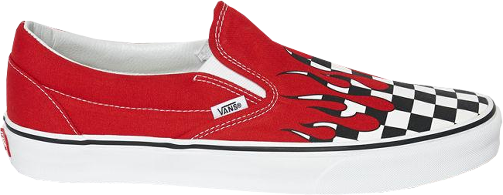 red checkered vans with flames