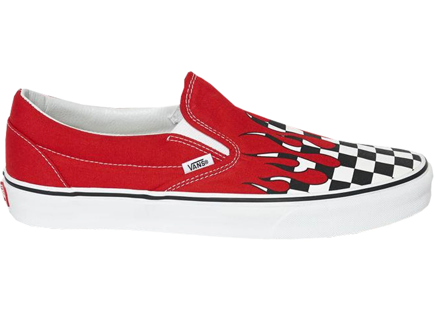 Vans checkerboard flame slip top ons